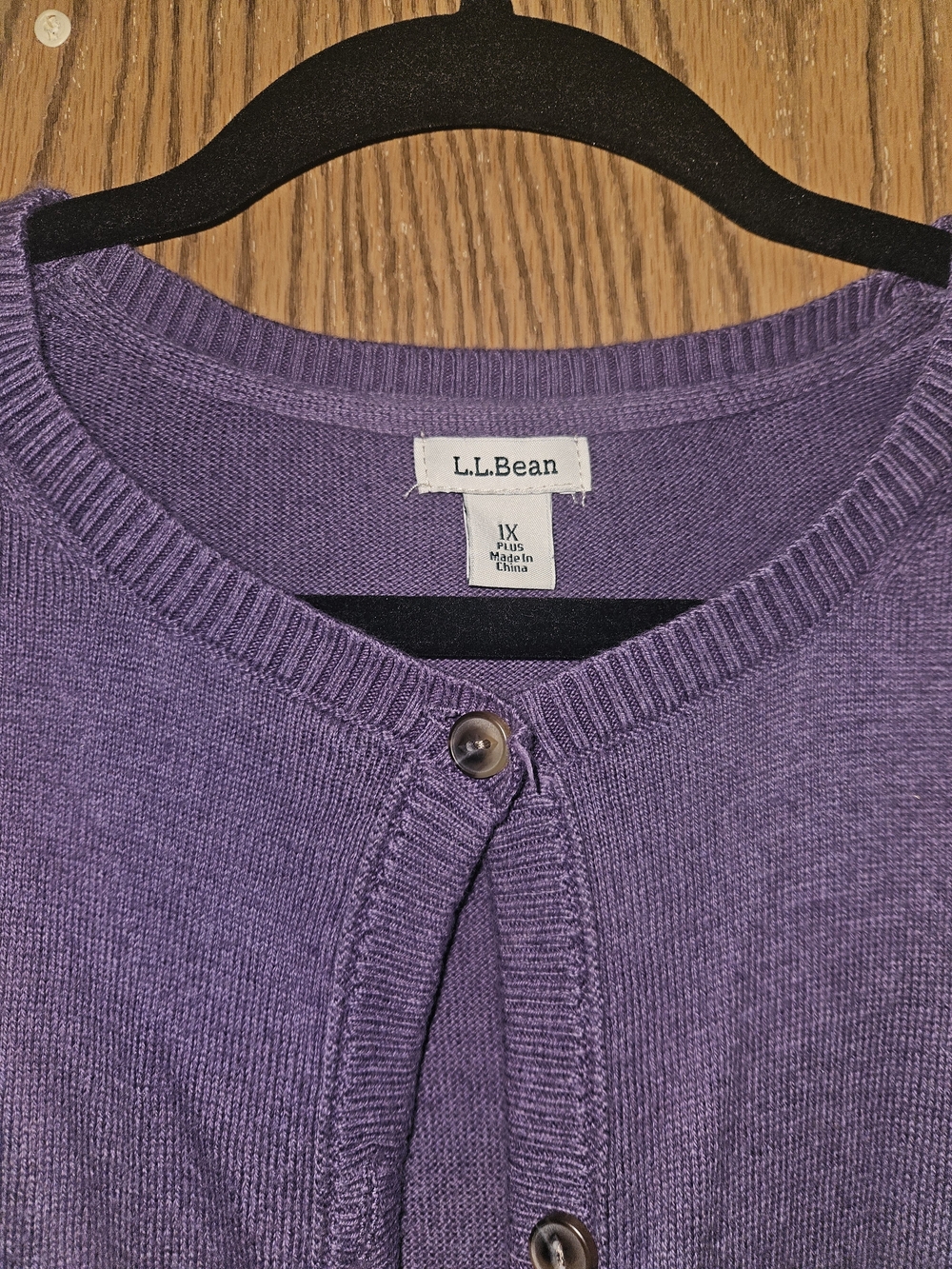 L.L. Bean Purple Women's Crewneck Button Cardigan